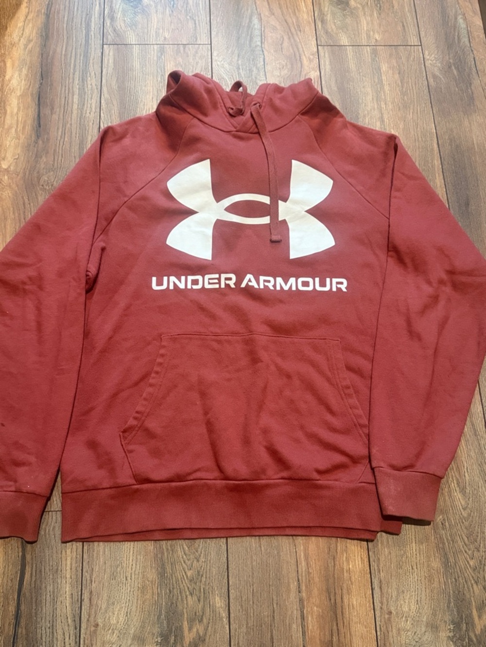 Under Armour Maroon Pullover Hoodie with White Logo cold gear